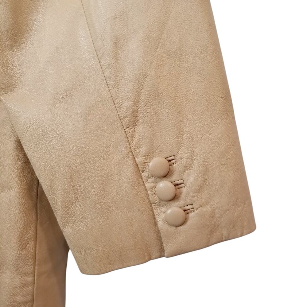 Terry Lewis Classic Luxuries Women's Vintage Leather Jacket Trench Coat Tan - Picture 6 of 10